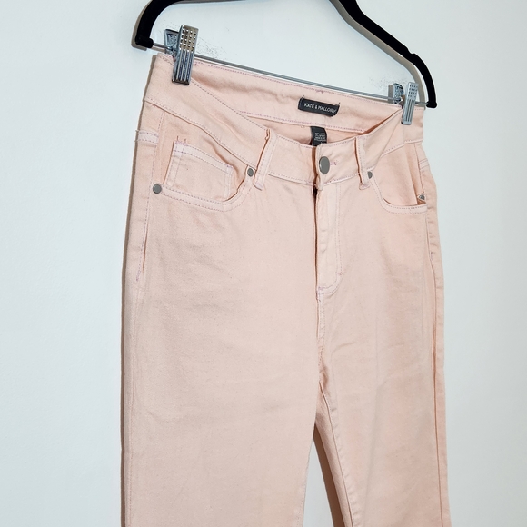 Kate & Mallory Pink Cropped Jeans with Ruffle Hem Size 8 Pink Denim - Picture 3 of 10